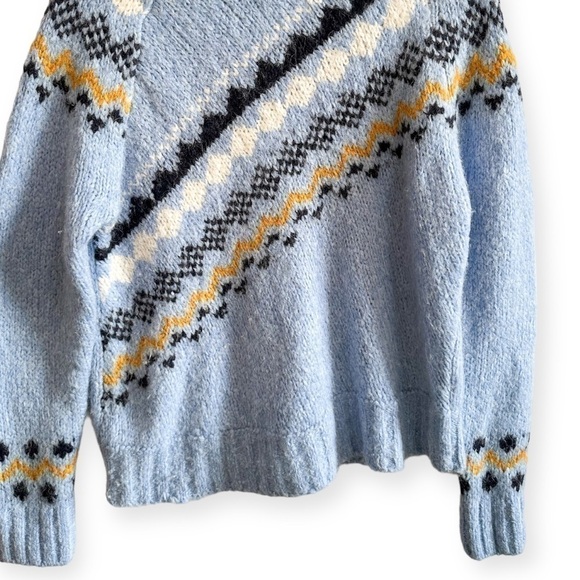 Derek Lam 10 Crosby Diagonal Fair Isle Alpine Turtleneck Sweater, Size S blue - Picture 6 of 15